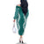 Hawaii Aloha Plumeria Lei Teal Palaka Family Matching Off The Shoulder Long Sleeve Dress and Hawaiian Shirt - Polynesian Pride