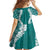 Hawaii Aloha Plumeria Lei Teal Palaka Family Matching Tank Maxi Dress and Hawaiian Shirt - Polynesian Pride