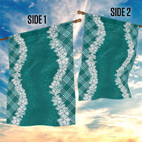 Hawaii Aloha Plumeria Lei Teal Palaka Garden Flag - Polynesian Pride