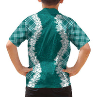 Hawaii Aloha Plumeria Lei Teal Palaka Kid Hawaiian Shirt LT7 - Polynesian Pride