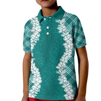 Hawaii Aloha Plumeria Lei Teal Palaka Kid Polo Shirt - Polynesian Pride