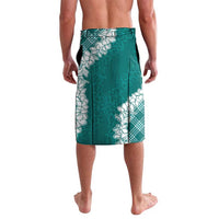 Hawaii Aloha Plumeria Lei Teal Palaka Lavalava - Polynesian Pride
