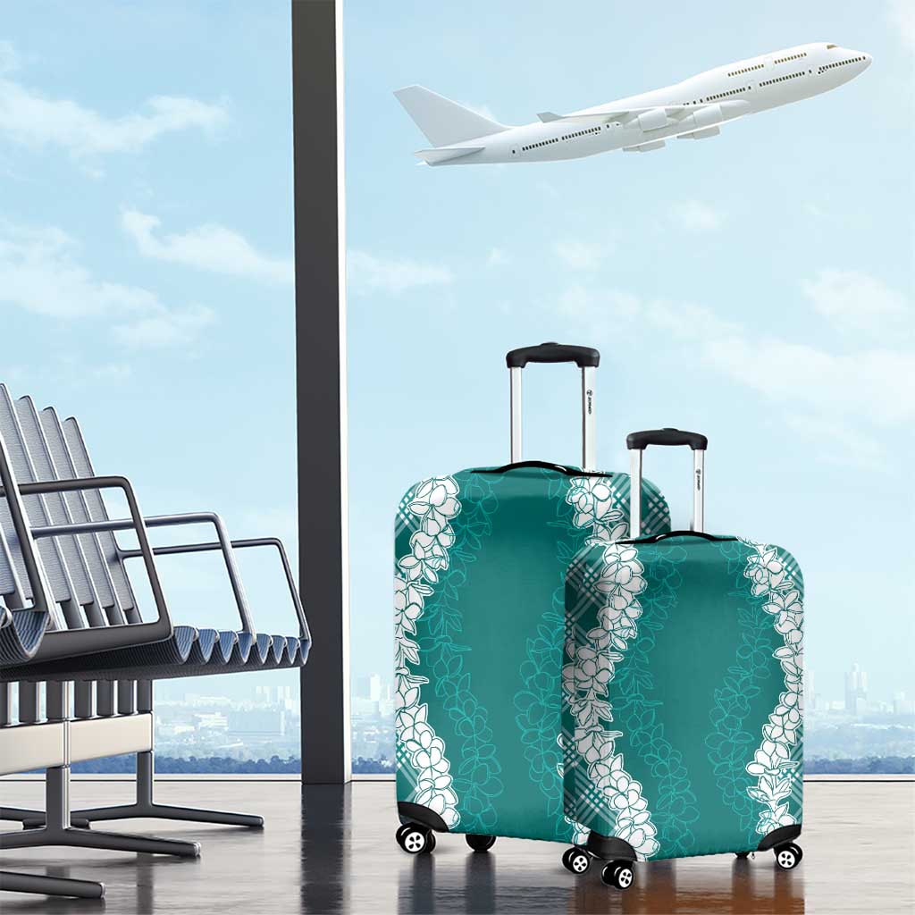 Hawaii Aloha Plumeria Lei Teal Palaka Luggage Cover - Polynesian Pride