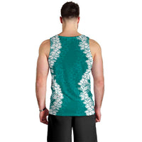 Hawaii Aloha Plumeria Lei Teal Palaka Men Tank Top LT7 - Polynesian Pride