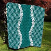 Hawaii Aloha Plumeria Lei Teal Palaka Quilt - Polynesian Pride