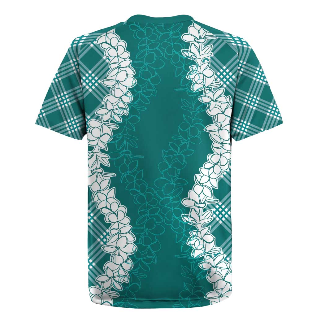 Hawaii Aloha Plumeria Lei Teal Palaka Rugby Jersey - Polynesian Pride