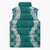 Hawaii Aloha Plumeria Lei Teal Palaka Sleeveless Puffer Jacket - Polynesian Pride