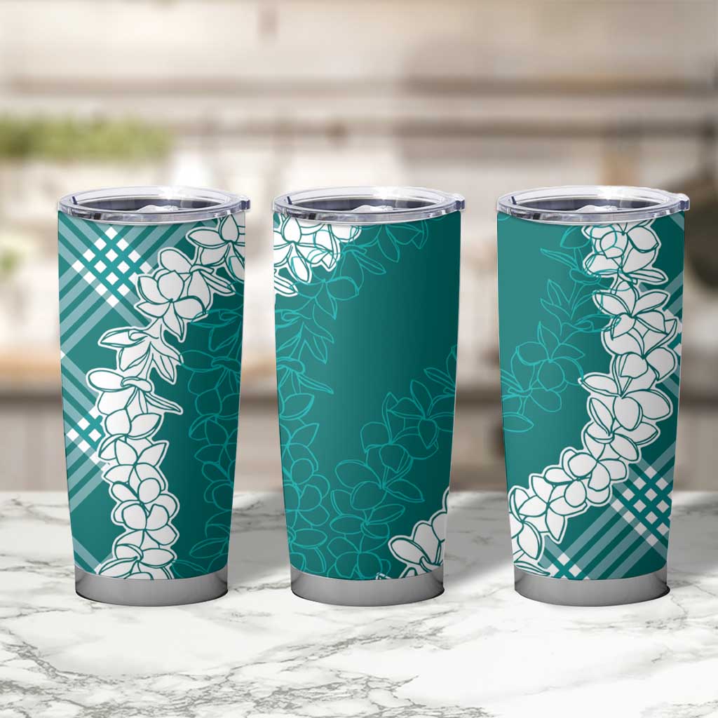 Hawaii Aloha Plumeria Lei Teal Palaka Tumbler Cup - Polynesian Pride