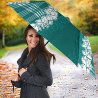 Hawaii Aloha Plumeria Lei Teal Palaka Umbrella - Polynesian Pride