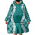 Hawaii Aloha Plumeria Lei Teal Palaka Wearable Blanket Hoodie - Polynesian Pride