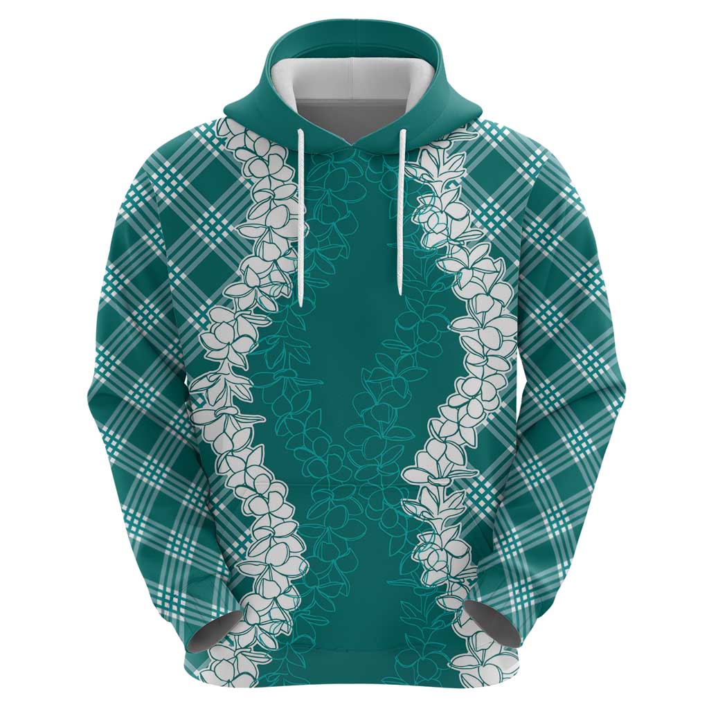 Hawaii Aloha Plumeria Lei Teal Palaka Zip Hoodie - Polynesian Pride