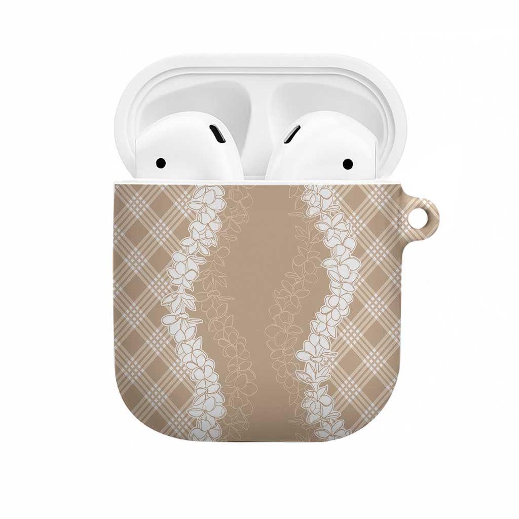 Hawaii Aloha Plumeria Lei Beige Palaka AirPods Case - Polynesian Pride