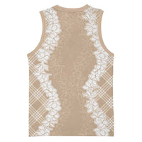 Hawaii Aloha Plumeria Lei Beige Palaka Basketball Jersey LT7 - Polynesian Pride