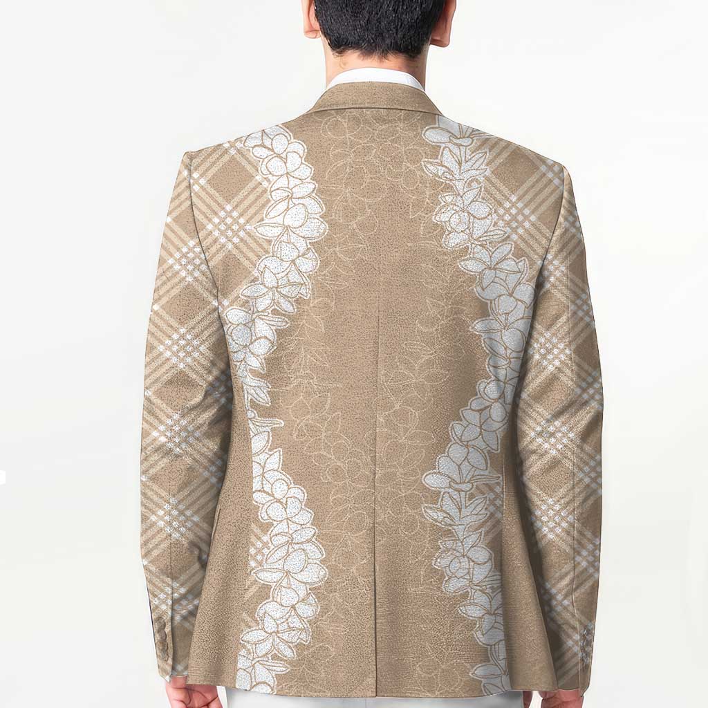 Hawaii Aloha Plumeria Lei Beige Palaka Blazer - Polynesian Pride