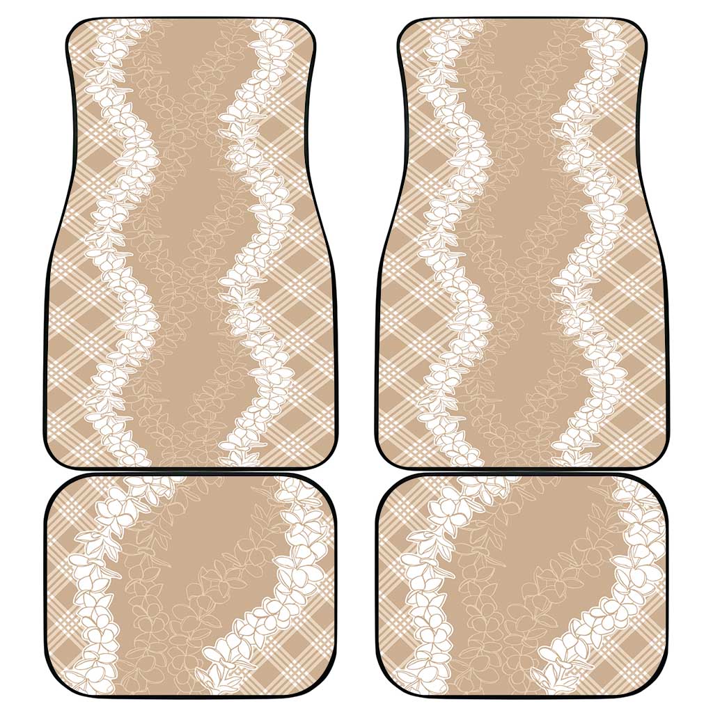 Hawaii Aloha Plumeria Lei Beige Palaka Car Mats - Polynesian Pride