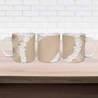 Hawaii Aloha Plumeria Lei Beige Palaka Ceramic Mug - Polynesian Pride