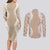 Hawaii Aloha Plumeria Lei Beige Palaka Couples Matching Long Sleeve Bodycon Dress and Long Sleeve Button Shirt - Polynesian Pride