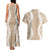 Hawaii Aloha Plumeria Lei Beige Palaka Couples Matching Tank Maxi Dress and Hawaiian Shirt - Polynesian Pride