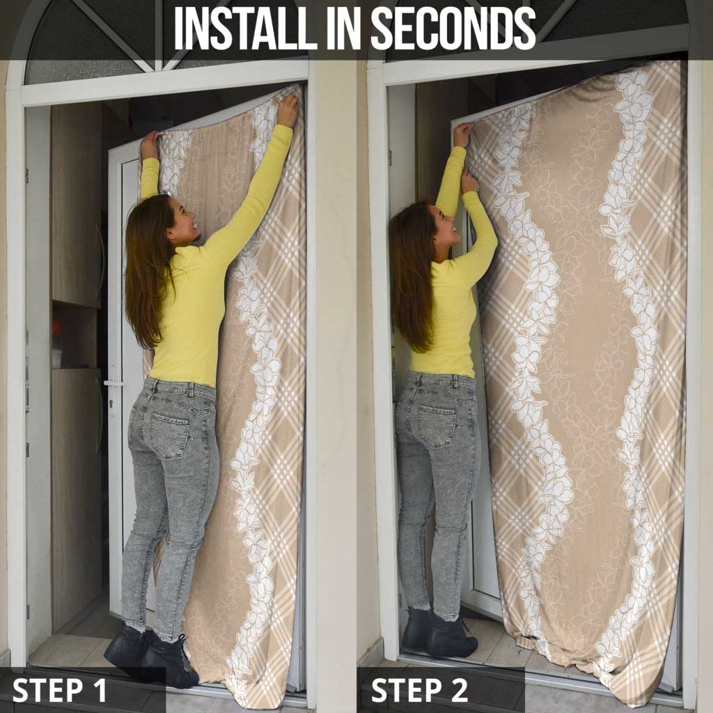 Hawaii Aloha Plumeria Lei Beige Palaka Door Cover - Polynesian Pride