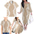 Hawaii Aloha Plumeria Lei Beige Palaka Family Matching Off The Shoulder Long Sleeve Dress and Hawaiian Shirt - Polynesian Pride