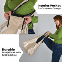 Hawaii Aloha Plumeria Lei Beige Palaka Grocery Bag - Polynesian Pride