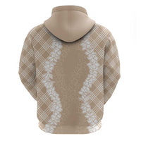Hawaii Aloha Plumeria Lei Beige Palaka Hoodie - Polynesian Pride