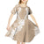 Hawaii Aloha Plumeria Lei Beige Palaka Kid Short Sleeve Dress - Polynesian Pride