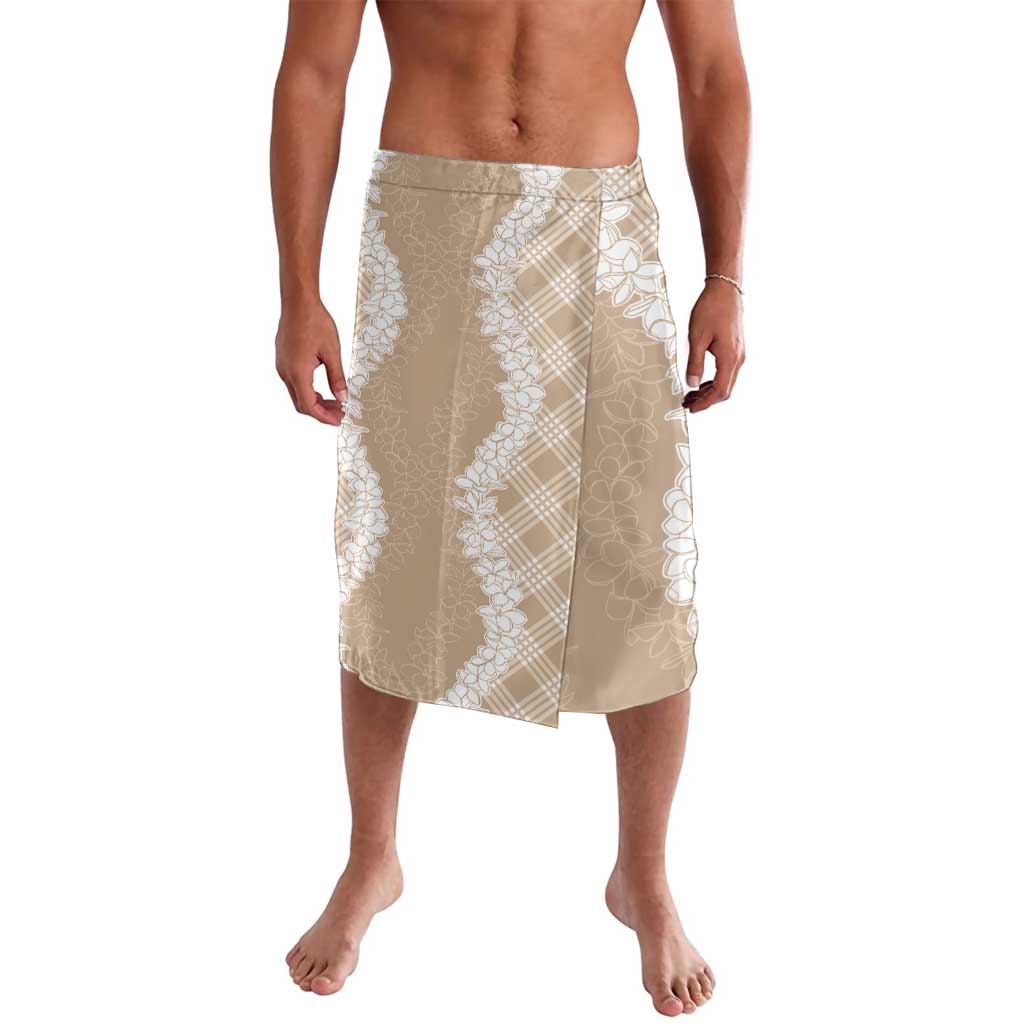 Hawaii Aloha Plumeria Lei Beige Palaka Lavalava - Polynesian Pride