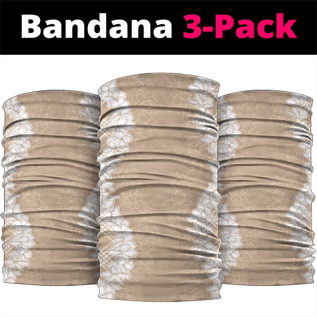 Hawaii Aloha Plumeria Lei Beige Palaka Neck Gaiter - Polynesian Pride