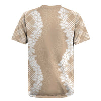 Hawaii Aloha Plumeria Lei Beige Palaka Rugby Jersey - Polynesian Pride