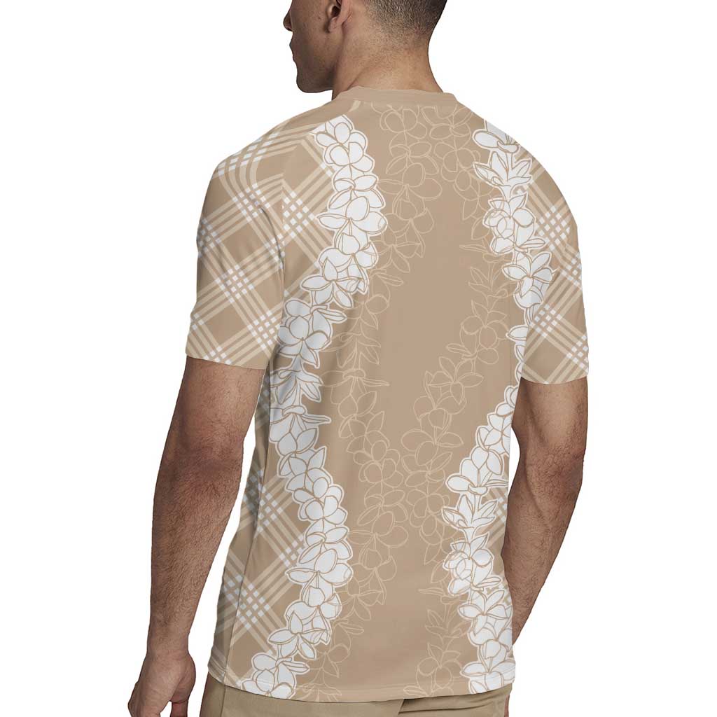 Hawaii Aloha Plumeria Lei Beige Palaka Rugby Jersey - Polynesian Pride
