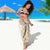 Hawaii Aloha Plumeria Lei Beige Palaka Sarong - Polynesian Pride