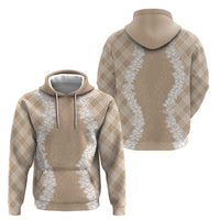 Hawaii Aloha Plumeria Lei Beige Palaka Zip Hoodie - Polynesian Pride