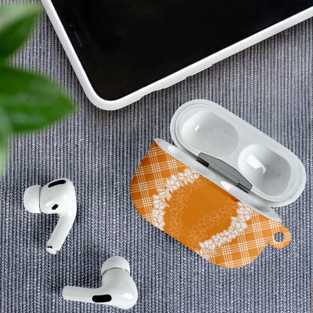 Hawaii Aloha Plumeria Lei Orange Palaka AirPods Case - Polynesian Pride