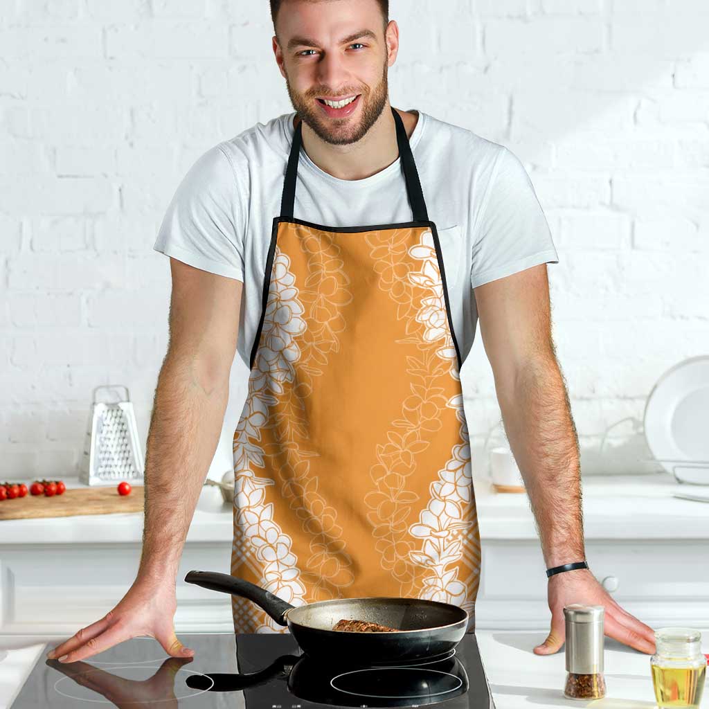 Hawaii Aloha Plumeria Lei Orange Palaka Apron - Polynesian Pride