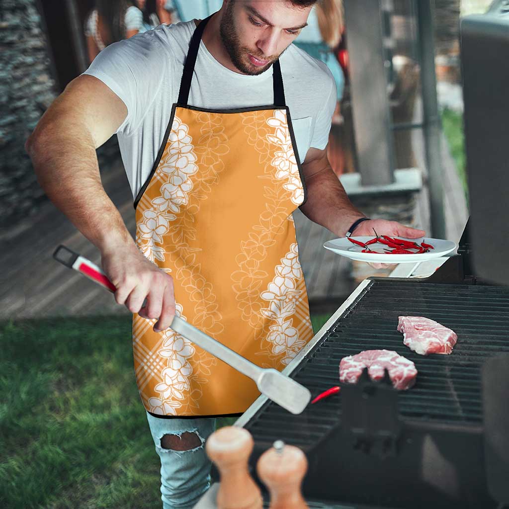 Hawaii Aloha Plumeria Lei Orange Palaka Apron - Polynesian Pride