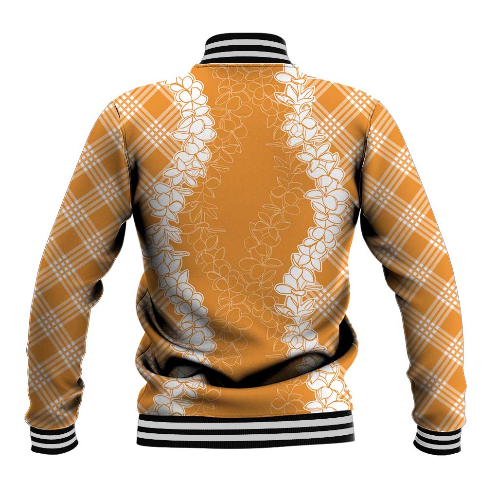 Hawaii Aloha Plumeria Lei Orange Palaka Baseball Jacket LT7 - Polynesian Pride