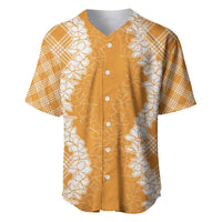 Hawaii Aloha Plumeria Lei Orange Palaka Baseball Jersey - Polynesian Pride