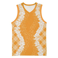 Hawaii Aloha Plumeria Lei Orange Palaka Basketball Jersey LT7 Unisex Orange - Polynesian Pride