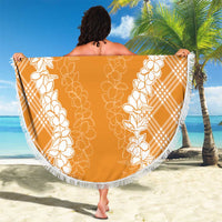 Hawaii Aloha Plumeria Lei Orange Palaka Beach Blanket - Polynesian Pride
