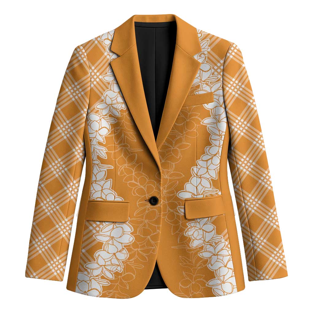 Hawaii Aloha Plumeria Lei Orange Palaka Blazer - Polynesian Pride