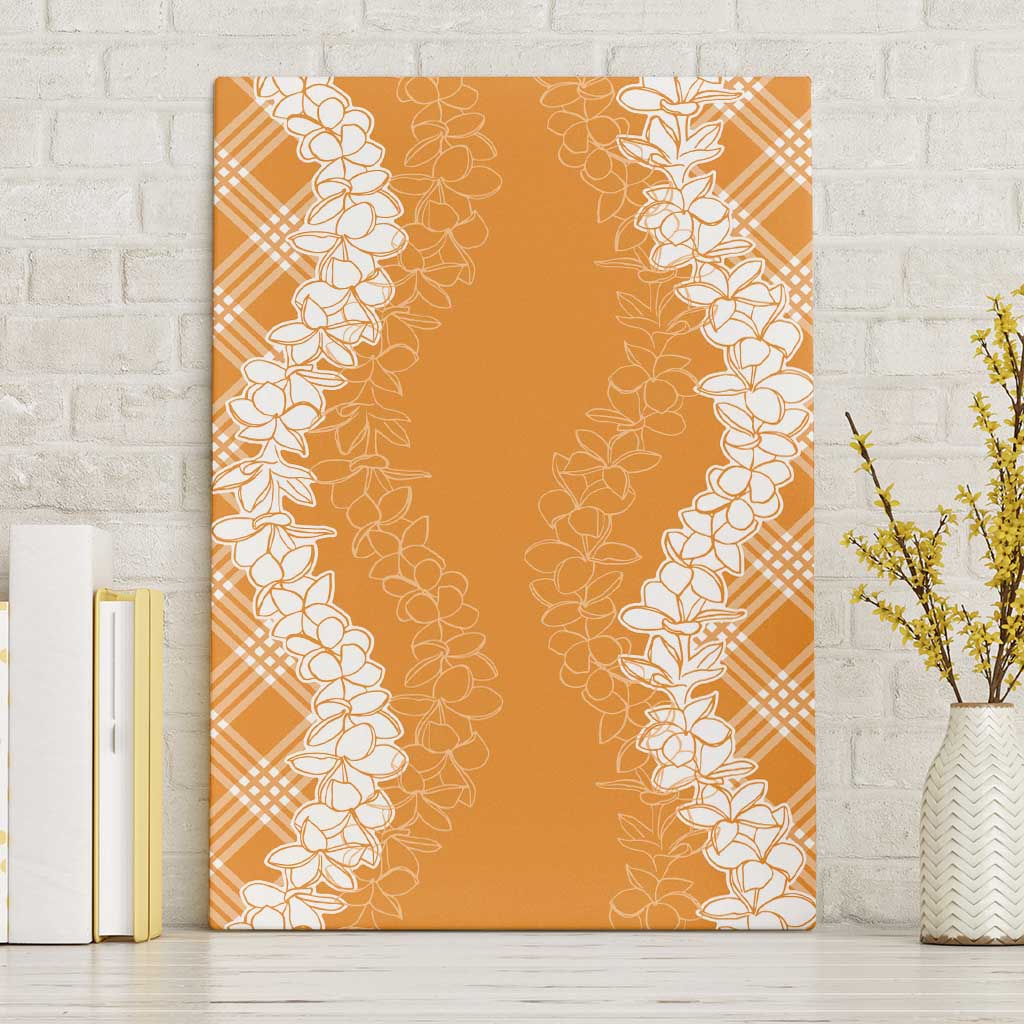 Hawaii Aloha Plumeria Lei Orange Palaka Canvas Wall Art - Polynesian Pride