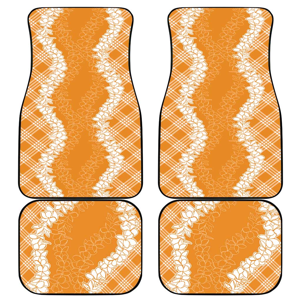 Hawaii Aloha Plumeria Lei Orange Palaka Car Mats - Polynesian Pride