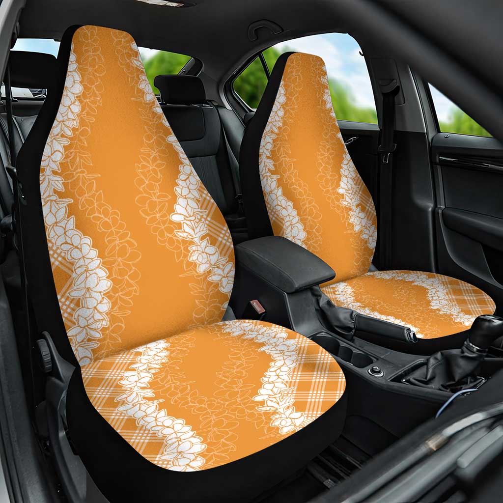 Hawaii Aloha Plumeria Lei Orange Palaka Car Seat Cover - Polynesian Pride