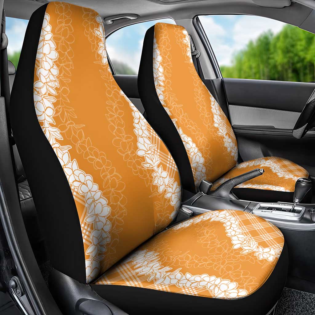 Hawaii Aloha Plumeria Lei Orange Palaka Car Seat Cover - Polynesian Pride