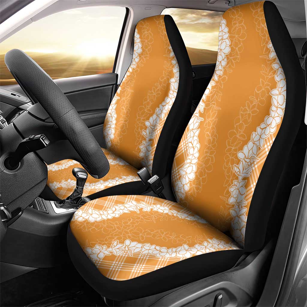 Hawaii Aloha Plumeria Lei Orange Palaka Car Seat Cover - Polynesian Pride