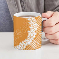 Hawaii Aloha Plumeria Lei Orange Palaka Ceramic Mug - Polynesian Pride