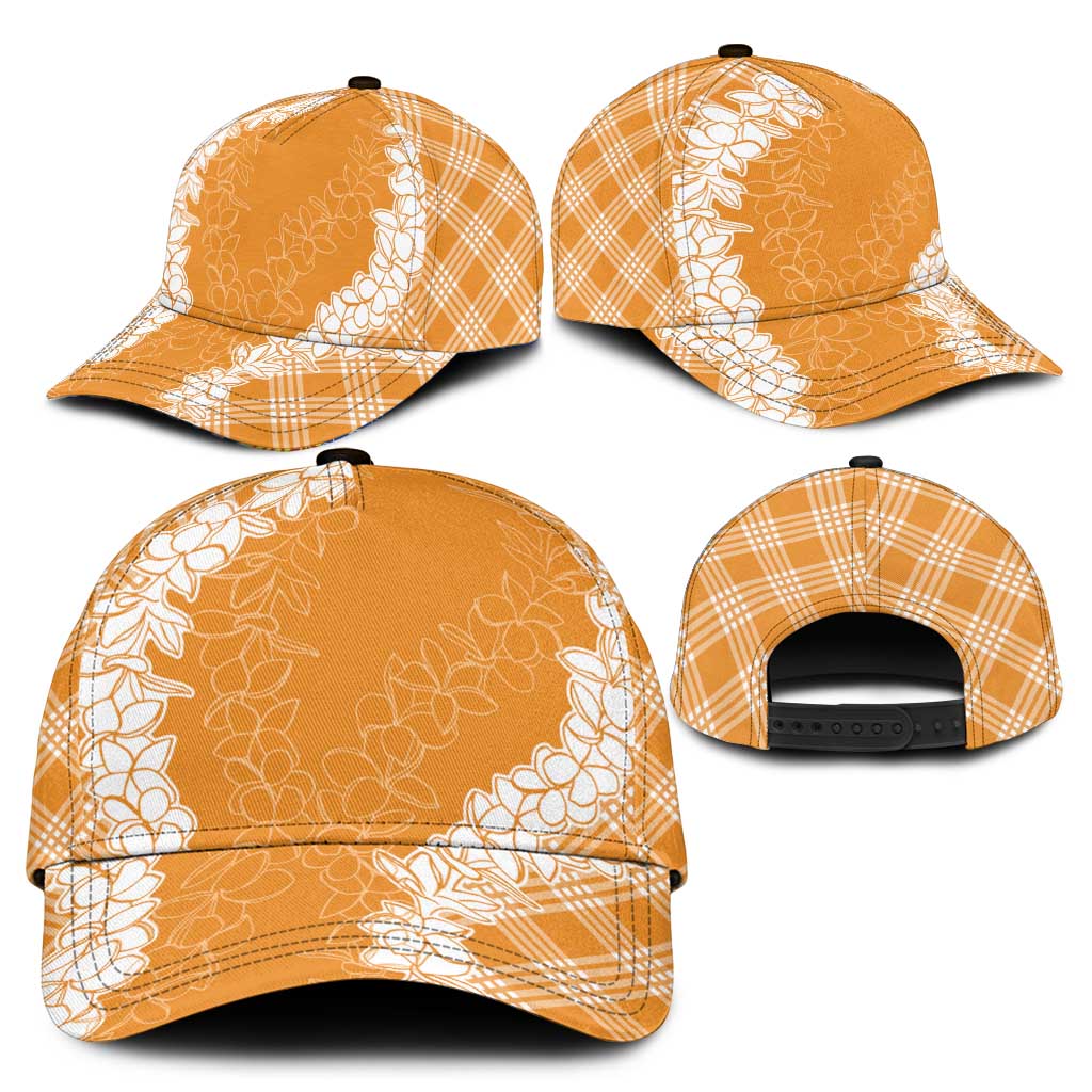 Hawaii Aloha Plumeria Lei Orange Palaka Classic Cap - Polynesian Pride