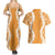 Hawaii Aloha Plumeria Lei Orange Palaka Couples Matching Summer Maxi Dress and Hawaiian Shirt - Polynesian Pride