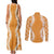 Hawaii Aloha Plumeria Lei Orange Palaka Couples Matching Tank Maxi Dress and Long Sleeve Button Shirt - Polynesian Pride